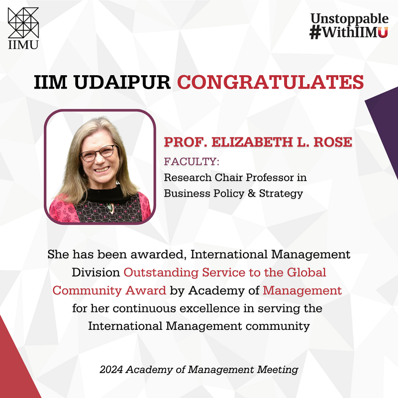 Prof Elizabeth Rose was awarded the International Management Division's Outstanding Service to the Global Community award
